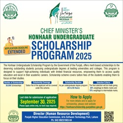  Chief Minister's Honhaar Undergraduate Scholarship  